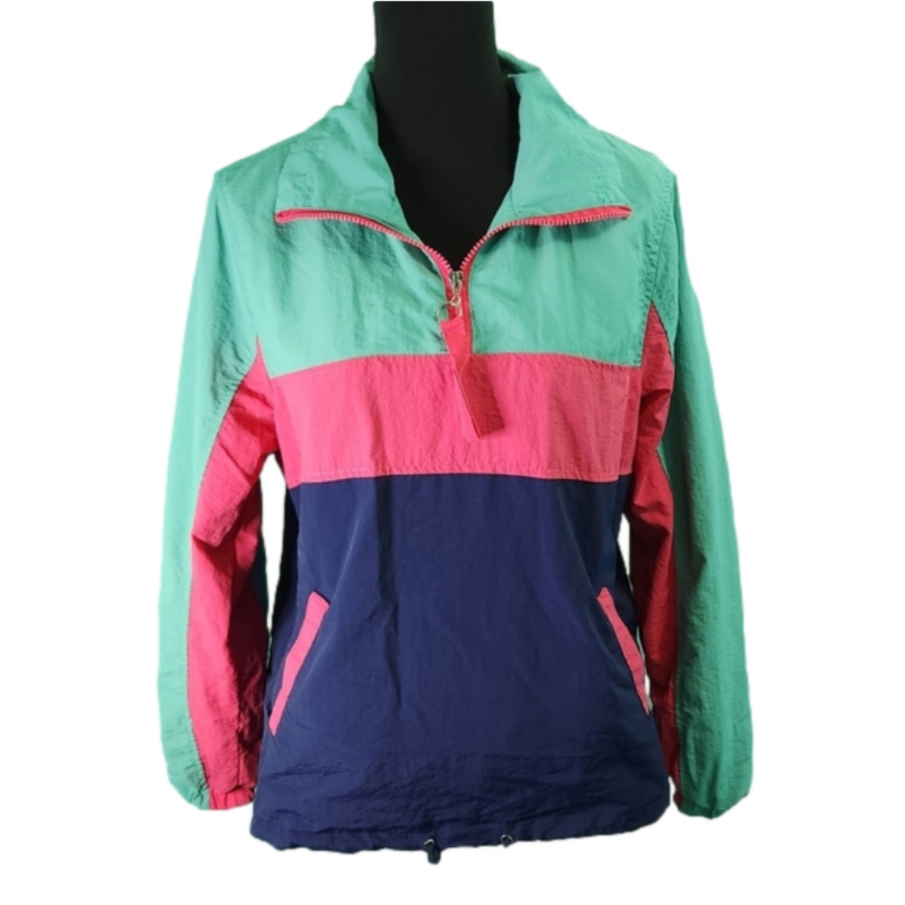 ASHLEY Half Zipper Colorblock Windbreaker Size L Colorful 90's style
Lot L
